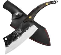 OAYEW-chef's knife, 15,2cm, for outdoor use, small knife, mini sharpening stone, non-stick coated, stainless steel, Serbian butcher's knife for meat and vegetables