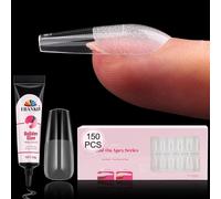 Oayew-Construire Sur Apex Tips Pour Ongles Naturels, 16 Tailles 150 Pcs Extra Court Amande Acrylique Clair Embouts À Presser Avec Colle Builder, Apprêt Pour Embouts Et Couche De Base Préappliquée