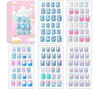 Oayew-Lot De 120 Faux Ongles À Clipser Pour Enfants Avec Couverture Complète Et Dégradé De Couleur Arc-En-Ciel Scintillante Licorne Pour Enfants Adolescentes \U2013 Ocean Seashell