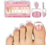 Oayew-Lot De 224 Faux Ongles Courts À Presser Pour Ongles D'orteils Blancs French Tip Berry Pink - Extensions En Gel, Top Coat Et Gel De Construction Nécessaires - Pas De Colle Incluse - Pour