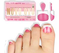 Oayew-Lot De 224 Faux Ongles Extra Courts Pour Les Pieds - Blanc - French Tip Rose - Extensions En Gel - Couche De Finition Et Gel De Construction Nécessaires - Pas De Colle Incluse - Salon Diy X