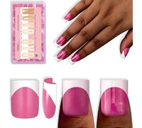 Oayew-Lot De 240 Faux Ongles Courts Sharp Carrés Blancs French Tip Press On Rose, Courts Et Pointus, Carrés, Top Coat, Couverture Complète, Pour Bricolage X 15 Tailles