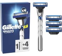 Oayew-Rasoir Pour Homme Mach3 Turbo, Manche Et 4 Recharges, Cartouche Avec Un Nouveau Revêtement De Lame Pour Réduire La Pression Sur La Peau, Bande Lubrifiante Pour Rasage Avec Une Glisse Fluide