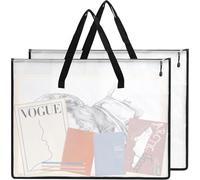 Oaygat Lot de 2 pochettes de rangement transparentes de 63,5 x 48,3 cm pour affiche, sac de rangement transparent, sac à main, dossier, porte-documents, grand tableau d'affichage, sac de transport