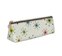OAZCVBNN Atomic Trousse à crayons en cuir avec motif rétro Motif étoiles