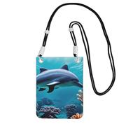 OAZCVBNN Beau monde sous-marin dauphins corail imprimé téléphone sac à bandoulière pour femme et homme léger imperméable mode portefeuille à bandoulière, Noir , Taille unique