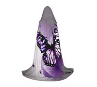 OAZCVBNN Belle cape à capuche pour carnaval avec imprimé papillon violet pour cosplay, festival, tenue d'événements de sorcier