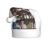 OAZCVBNN Bibliothèque Bibliothèque Imprimé Chapeau de Noël Festif Adulte Chapeau de Père Noël Garniture Nouvel An Fête Vacances Décor Saisonnier