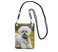 OAZCVBNN Bichon Frise Dog on the grass Print Phone Crossbody Bag for Women and Men Lightweight Waterproof Fashion Sling Wallet, Noir , Taille unique