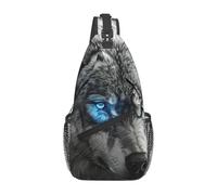 OAZCVBNN Blue Eyes WolfPrint Sac à dos à bandoulière en diagonale pour gym, week-end, escapades
