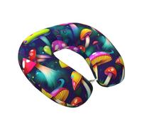OAZCVBNN Bright Mushrooms Oreiller de voyage en forme de U Motif champignons Unisexe Pour adultes Voyage Maison Bureau Camping