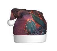 OAZCVBNN Cactus Desert Sunset Print Chapeau de Noël festif Adulte Chapeau de Père Noël Garniture Nouvel An Fête Vacances Décor saisonnier