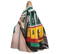 OAZCVBNN Cape à capuche avec imprimé de tramway de Lisbonne, pour cosplay, carnaval, fête, festival, robe légère sur le thème du tramway