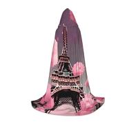 OAZCVBNN Cape à capuche Paris Street Tour Eiffel rose imprimé floral carnaval Cosplay Festival saisonnier Porter des événements magiciens