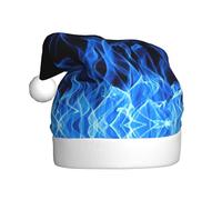 OAZCVBNN Chapeau de Noël avec imprimé flamme bleue - Chapeau de Père Noël pour adulte - Décoration saisonnière
