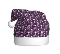 OAZCVBNN Chapeau de Noël imprimé tête de mort rose violette pour adulte - Décoration saisonnière pour fête du Nouvel An