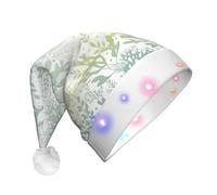 OAZCVBNN Chapeau de Noël lumineux pour adulte avec imprimé algues vertes et bleu marine