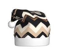 OAZCVBNN Chapeau de Noël noir blanc brun clair imprimé zigzag festif adulte bonnet de Père Noël garniture Nouvel An fête vacances décoration saisonnière