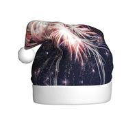 OAZCVBNN Chapeau de Père Noël imprimé feu d'artifice pour adultes, chapeau de Noël, couvre-chefs de vacances pour fêtes du Nouvel An