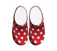 OAZCVBNN Chaussons lavables à usage polyvalent anti-boulochage pour homme et femme Rouge à pois blancs