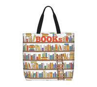 OAZCVBNN Collection d'étagères à livres amusantes et à imprimé échelle, sac de voyage élégant, réutilisable, respectueux de l'environnement, léger, travail, décontracté, usage quotidien