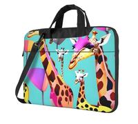 OAZCVBNN Coloré Girafe Fans Amoureux Imprimer Polyvalent Sac Ordinateur Portable Sac Élégant pour Ordinateurs Portables Avec Messenger Épaule Mallette Options, Noir , 15.6 inch