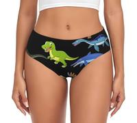 OAZCVBNN Culotte extensible pour femme avec impression d'images de dinosaures de dessin animé, sensation de douceur confortable à porter au quotidien, Noir , L