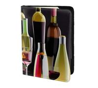 OAZCVBNN Étui portefeuille pour passeport et documents imprimés verres à cocktail et bouteilles de vin pour hommes et femmes pour les voyages d'affaires et de loisirs