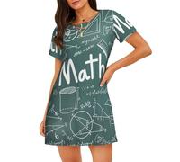 OAZCVBNN Formulas Shapes Theory Math Leçon Mot Imprimé Mots Doux Vêtements de Nuit Doux Stretch Pyjamas Loisirs Promenades Shopping Voyages, Noir , XL