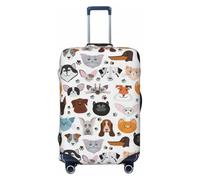 OAZCVBNN Housse de valise de voyage avec motif tête de chat et chien, bouledogue, beagle, labrador, Noir , XL