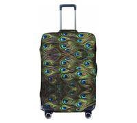 OAZCVBNN Housse de valise de voyage unique avec motif élastique anti-rayures imprimé paon frais, Noir , L