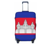OAZCVBNN Housse de valise de voyage unique avec motif élastique anti-rayures Motif drapeau du Cambodge, Noir , M