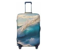 OAZCVBNN Housse de valise de voyage unique avec motif élastique anti-rayures Motif vague de mer, Noir , XL
