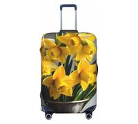 OAZCVBNN Housse de valise de voyage unique motif bouquet de jonquilles avec motif élastique anti-rayures, Noir , S