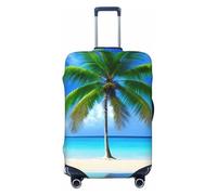 OAZCVBNN Housse de valise unique avec motif imprimé palmiers et mer transparente avec élastique anti-rayures, Noir , S