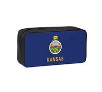 OAZCVBNN Kansas State Flag Print Large Capacity Spacieux Pen Case Stationery Organizer Pouch Office Travel Dorm