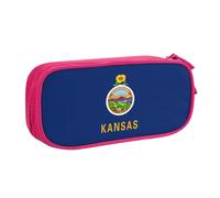 OAZCVBNN Kansas State Trousse à crayons avec imprimé drapeau de l'État du Kansas pour ranger des gommes de maquillage, stylos, étudiants, école, bureau, multi-scènes, rose, Taille unique, Ensemble