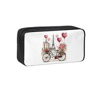 OAZCVBNN Love Paris Tour Café Vin Parfum Vélo Cœur Imprimée Grande Capacité Spacieuse Trousse Papeterie Organisateur Pochette Bureau Voyage Dortoir