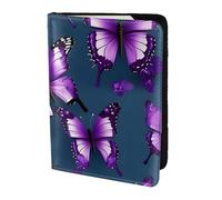 OAZCVBNN Magnifique étui portefeuille pour passeport et documents avec imprimé papillon violet pour hommes et femmes pour les voyages d'affaires et de loisirs