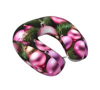 OAZCVBNN Oreiller de voyage en forme de U avec boule de Noël rose - Unisexe - Pour voyage, maison, bureau, camping