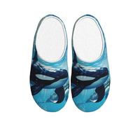 OAZCVBNN Pantoufles lavables anti-boulochage pour homme et femme - Motif baleines - Polyvalentes