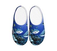 OAZCVBNN Pantoufles lavables avec motif requin de natation sous la mer, polyvalent, anti-boulochage, pour homme et femme, chaussures confortables et élégantes