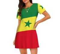 OAZCVBNN Pyjama doux et extensible imprimé drapeau du Sénégal pour la peau, Noir , 3XL