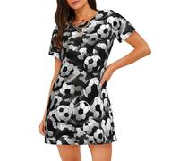 OAZCVBNN Pyjama extensible doux et doux pour la peau Motif ballon de football Noir et blanc, Noir , S
