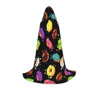 OAZCVBNN Robe de magicien imprimé donut pour Halloween et carnaval - Cape à capuche pour hommes, femmes, adolescents et enfants