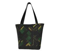 OAZCVBNN Sac à bandoulière confortable avec imprimé géométrique noir vert et doré - Sac à main de plage - Travail décontracté - Utilisation quotidienne