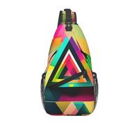 OAZCVBNN Sac à dos à bandoulière avec motif triangle coloré imprimé croisé en diagonale pour gym, week-end, escapades