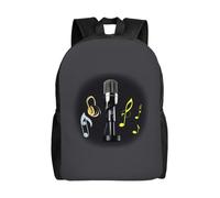 OAZCVBNN Sac à dos unisexe avec microphone et notes de musique - Sac à dos élégant pour voyage quotidien - Grande capacité