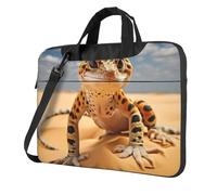 OAZCVBNN Sac polyvalent pour ordinateur portable avec imprimé léopard sable et gecko, Noir , 13 inch