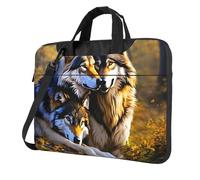 OAZCVBNN Sac pour ordinateur portable polyvalent avec motif loups et bandoulière, Noir , 13 inch